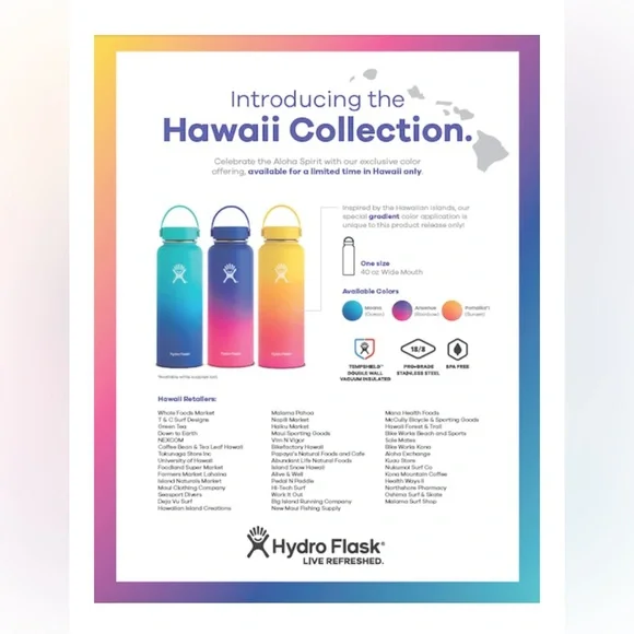 NEW HYDRO FLASK 808 Collection Pomaika'i 40oz Wide Mouth Water Bottle - Picture 4 of 5
